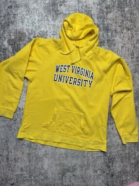 Vintage West Virginia Mountaineers Hoodie Men XL Yellow WVU Y2K Champion